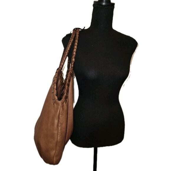 Donald J Pliner Marquis Brown Leather Hobo Handbag 21x15x5 - Picture 2 of 16